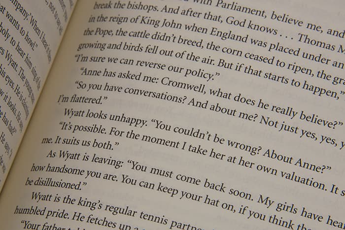 Detail from Hilary Mantel's historical novel Wolf Hall