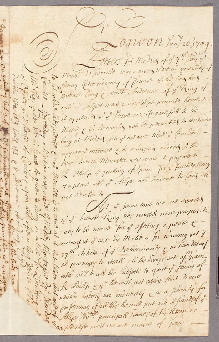 Detail of manuscript newsletters from London 1689–1710