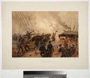 Kearsarge and Alabama, hauling down the flag