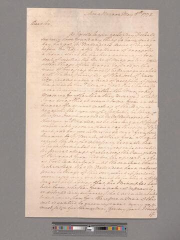 Letter from George Washington, Mount Vernon, to Reverend Jonathan Boucher, Annapolis