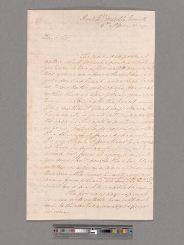 Letter from George Washington, headquarters Middlebrook, to Elias Boudinot