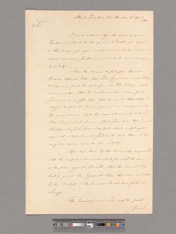 Letter from George Washington, headquarters New Windsor, to Thomas Jefferson