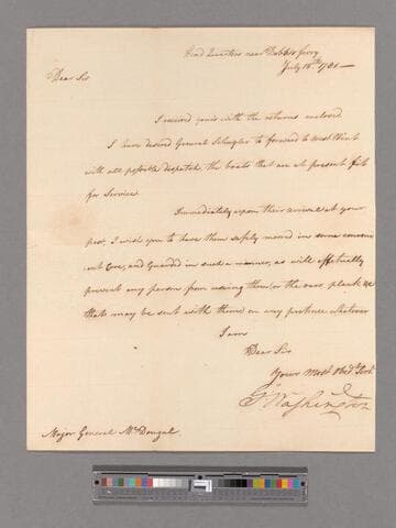 Letter from George Washington, headquarters near Dobbs Ferry, to Major General Alexander McDougall