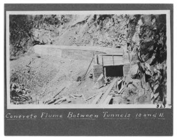 The concrete flume between tunnels #10 and #11 at Kern River #1 Hydro Plant