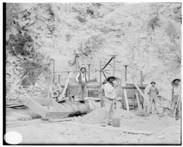 A construction crew at the site of an unknown hydro plant