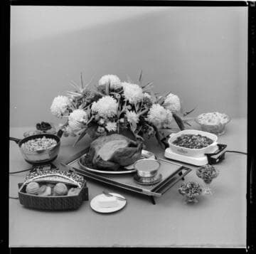 Food presented on a small table