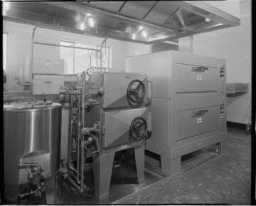 Industrial grade electric ovens and cookers in a factory