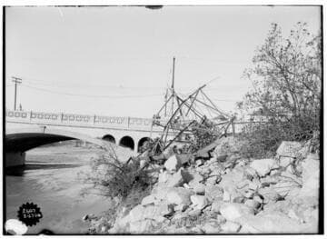 The southward view of a demolished tower which was a result of the storm of February 20