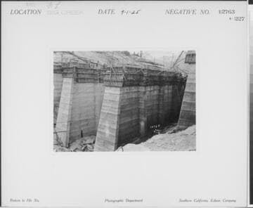 Big Creek, Florence Lake Dam - Looking up-stream Arches 52 & 53