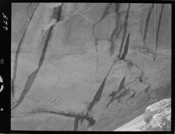Big Creek - Mammoth Pool - General view of rock structure on east abutment of cutoff trench