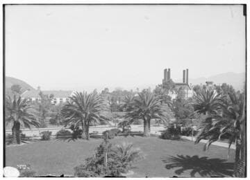 Cityscape from bathhouse with Santa Barbara & Suburban Railway