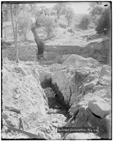 A tail-race excavation at Kaweah #2 Hydro Plant