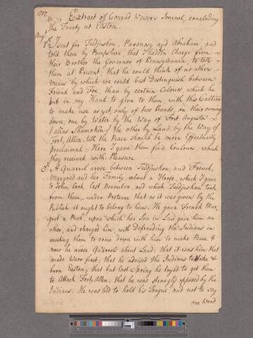 Extract from Conrad Weiser's journal, concluding the Treaty at Easton