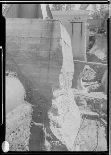 Big Creek PH #2 - Base of surge pipes clipped for new penstock