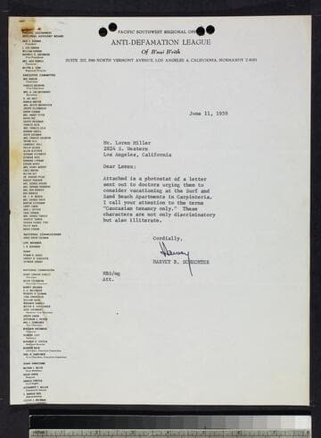 Letter by Schechter to Miller w/ attachment