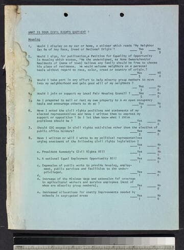 What is Your Civil Rights Quotient? Civil Rights Questionnaire