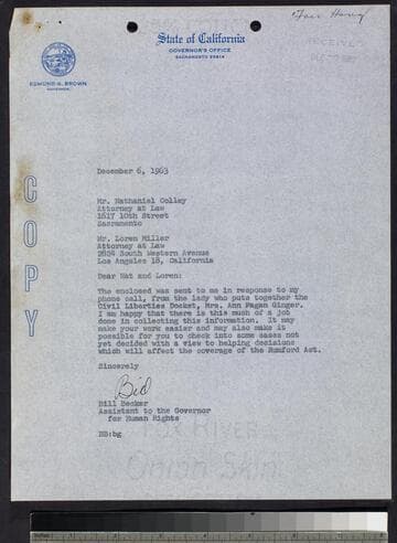 Letter and list of cases