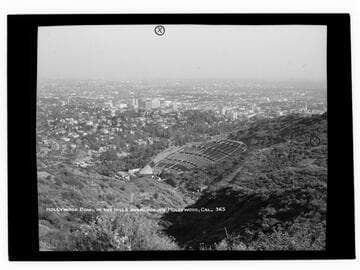 Hollywood Bowl in the hills overlooking Hollywood, Cal