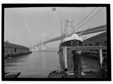 Oakland Bay Bridge with "Oregonian" at dock