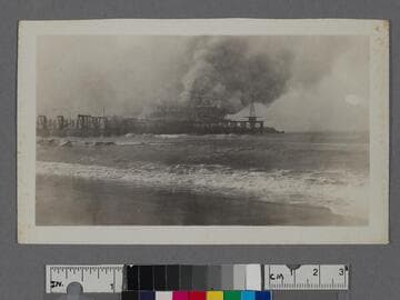 Abbot Kinney Pier on fire, Venice, California