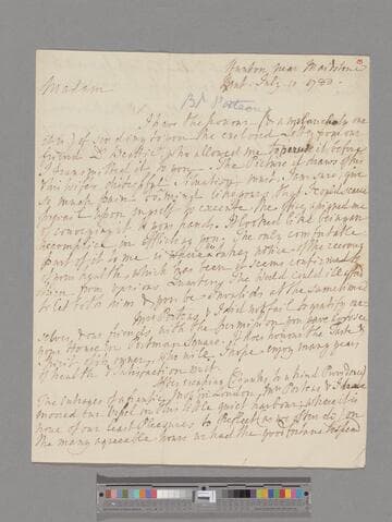 Porteus, Beilby, Bishop of London. Letter to Elizabeth (Robinson) Montagu