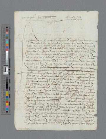 Gonzalo Pizarro draft letter to Pedro de Hinojosa