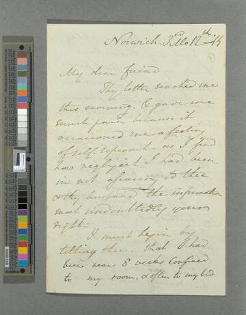 Opie, Amelia (Alderson). Letter to Catherine Carr, Darlington