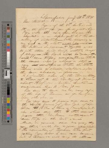 Abraham Lincoln, Springfield, Illinois, letter to John Todd Stuart, Washington, D.C