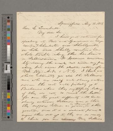 Abraham Lincoln, Springfield, Illinois, letter to Lyman Trumbull