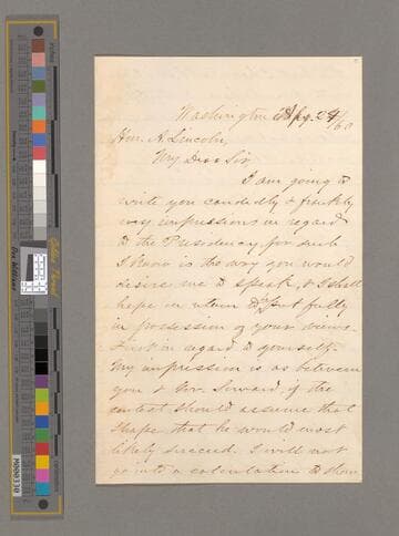 Lyman Trumbull, Washington, D.C., letter to Abraham Lincoln