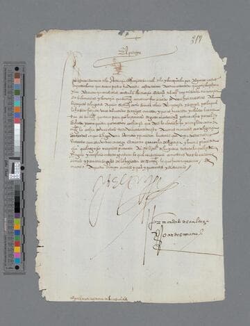 Felipe II, King of Spain, letter to Audiencia Real de la Española (Santo Domingo)