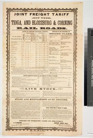Joint freight tariff of the Tioga, and Blossburg & Corning rail roads