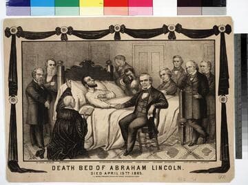 Death bed of Abraham Lincoln. Died April 15th 1865