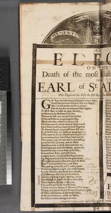 An elegy on the death of the most illustrious Lord, the Earl of St. Albans: who departed this life the first day of this instant January, 1684