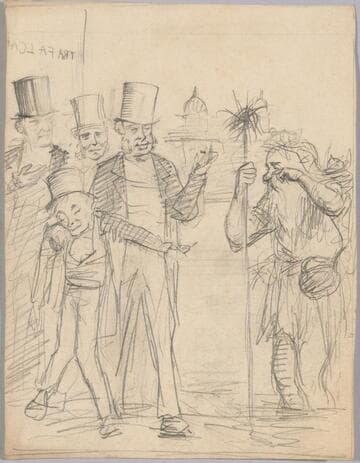 Four Men in Trafalgar Square with Father Thames