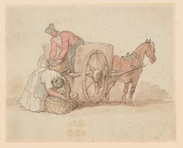 A Man and Woman Loading a Cart