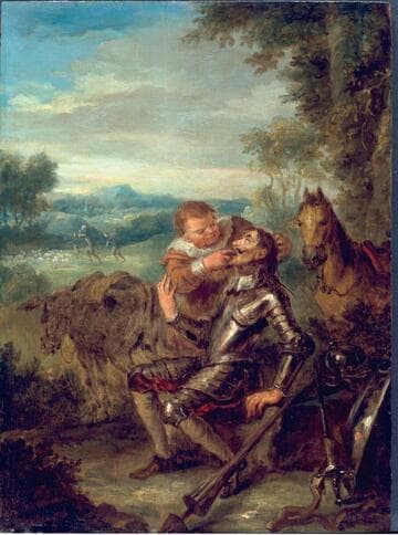 Scene from Don Quixote: Sancho Panza Counts Don Quixote's Teeth