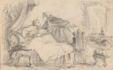 Woman Talking to a Man in Bed