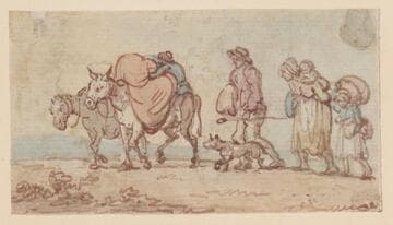 A Group of Travellers with Two Donkeys