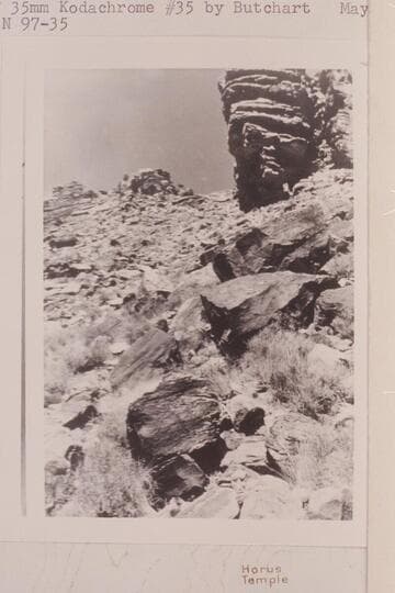 Route believed by Harvey Butchart to be the one used by Stanton-Hislop-Kane on 1890, Feb. 10, in climbing to the Tonto en route to the shoulder of the Tower of Ra