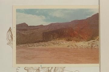 Lava remnant and side canyon at Mile 222, left bank
