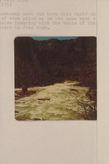 One of the Hatch pontoons on the rocks at the lower end of Hells Half Mile