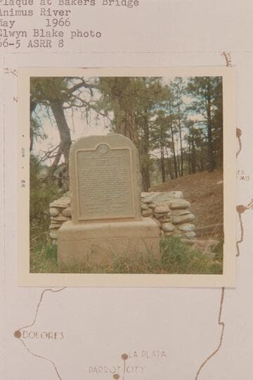 Plaque at Bakers Bridge; Animus River