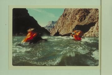 In riffle below Travertine Fall