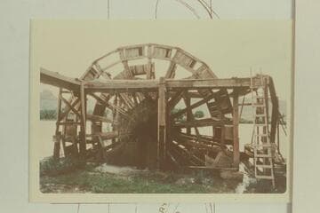 Hastings water wheel at the diversion dam; Mile 8 1/2