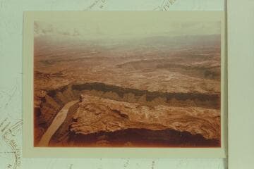 Southerly from Mile 8.5 on the Green River.  The Colorado River is upper left and the Junction upper right