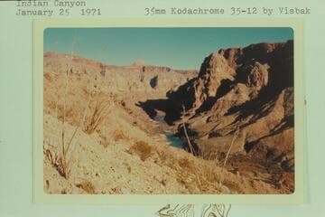 Upriver from old horse trail which reaches the river near Indian Canyon