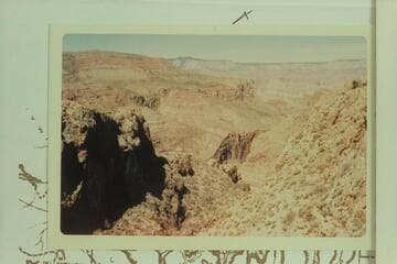 View down Granite Park Canyon from high point of the detour.  Price Butte at arrow
