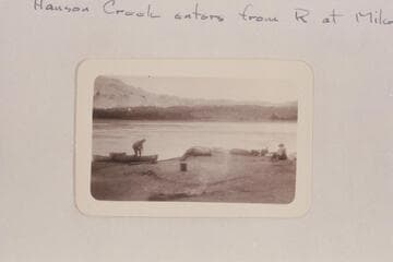 Camp at Hansen Creek.  Water traverse of Glen Canyon by George C. Fraser, Sarah Fraser, Dave Rust and Bert Loper