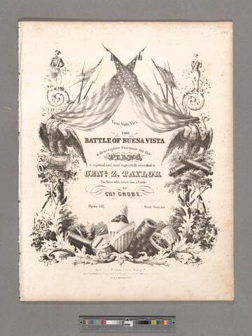 The battle of Buena Vista : a descriptive fantasie for the piano opus 101. / composed and most respectfully inscribed to Genl. Z. Taylor, the hero who never lost a battle, by Chs. Grobe
